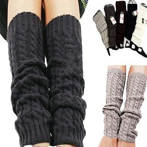 Womens Fashion Winter Knit Crochet Knitted Leg Warmers Legging Knee High Socks