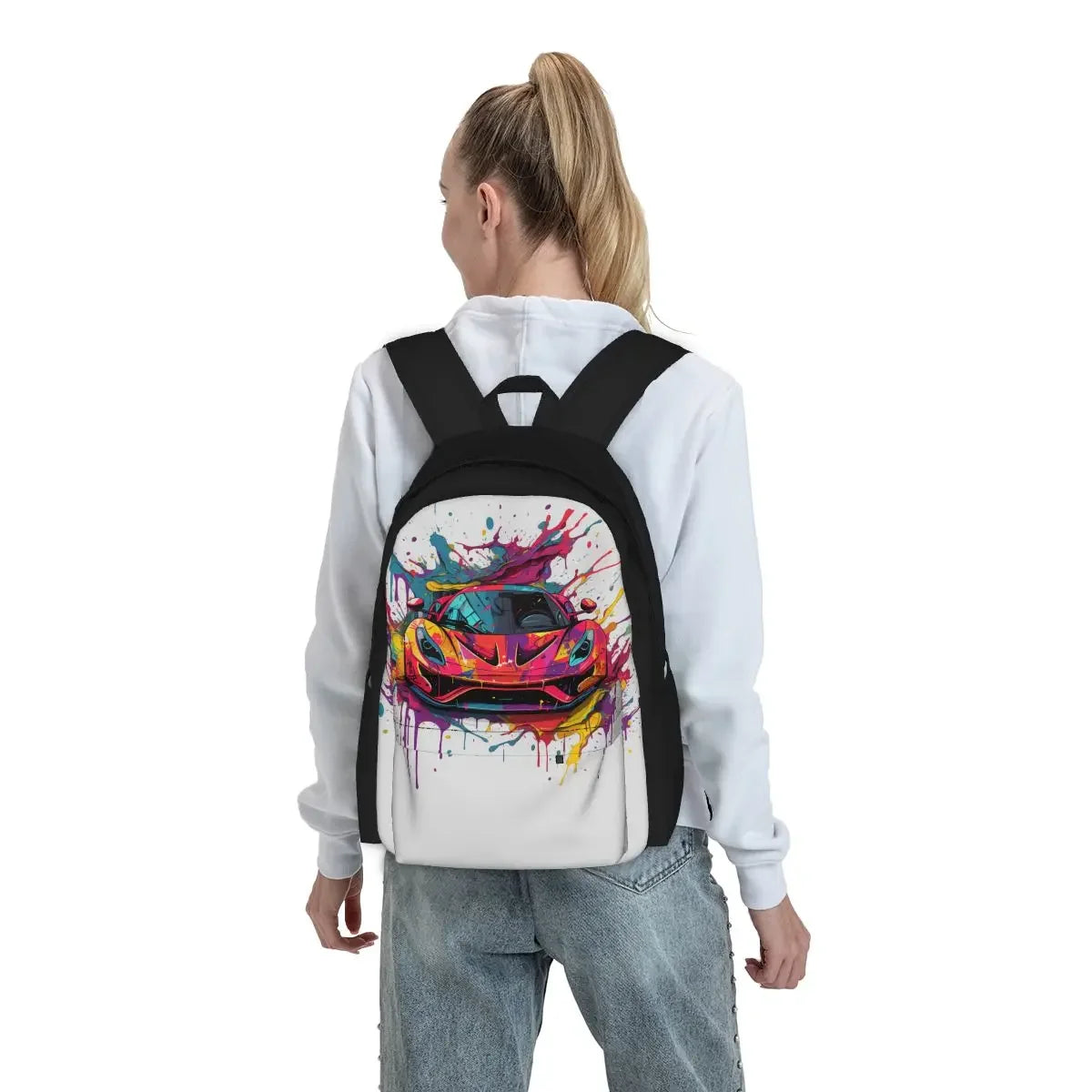 Passionate Sports Car Backpack Psychadelic Grafitti Daily Backpacks Women Men Custom Big High School Bags Elegant Rucksack