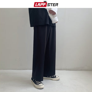LAPPSTER Men Korean Fashions Harem Pants 2022 Overalls Mens Solid Black Joggers Pants Hip Hop Casual Loose Sweatpants Trousers