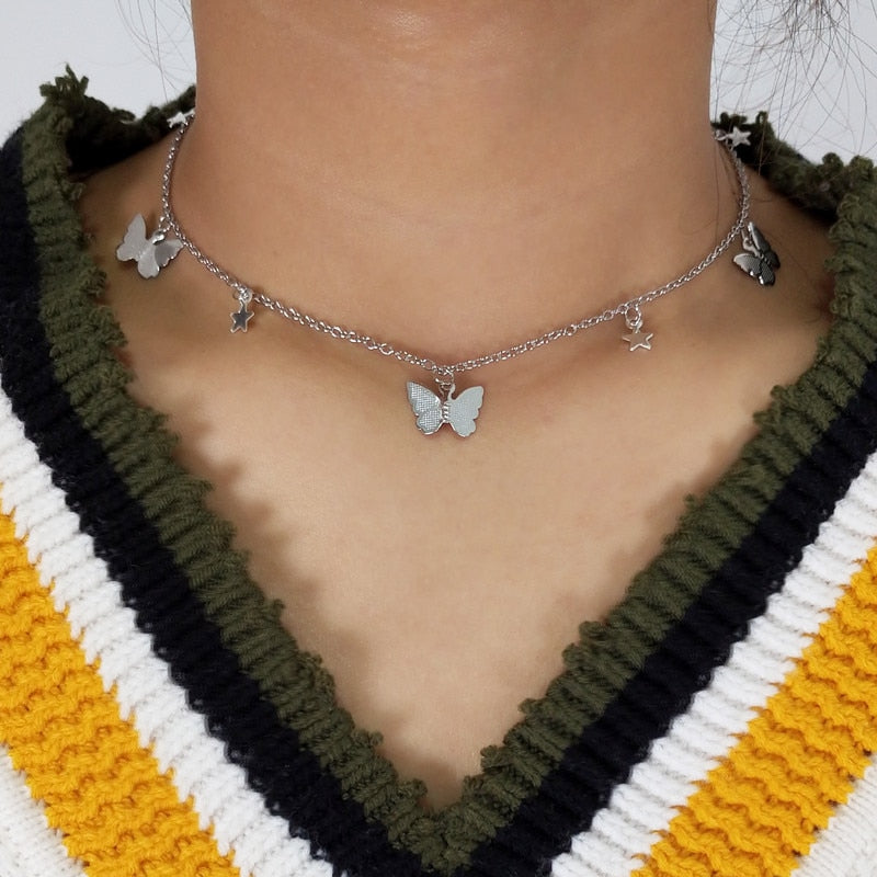 Vintage Multilayer Pendant Butterfly Necklace