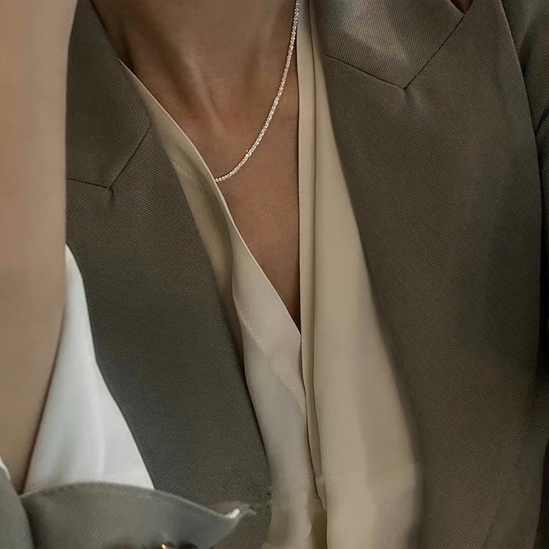 Sparkling Silver Color Choker Necklace