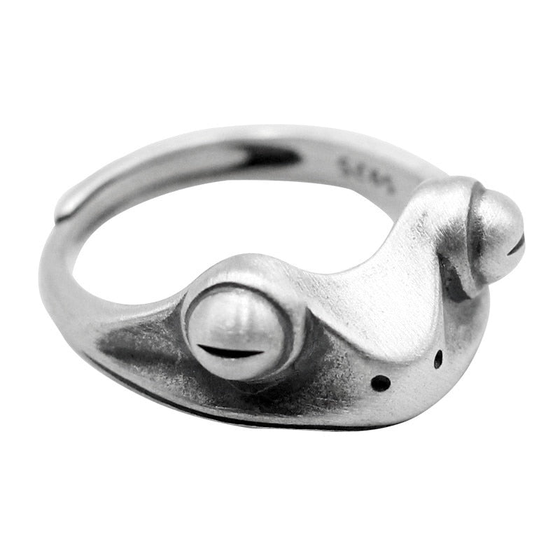 Ring For Women Girls Snake Smile Fashion Men Jewelry Vintage Ancient Silver Color Punk Hip Hop Adjustable Boho Frog