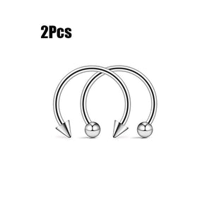2Pcs Cone Spike Horseshoe Circular Septum Nose Ring Surgical Steel Nipple Hoops Nose Septum Eyebrow Ear Piercing Body Jewelry
