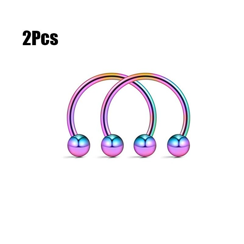 2Pcs Cone Spike Horseshoe Circular Septum Nose Ring Surgical Steel Nipple Hoops Nose Septum Eyebrow Ear Piercing Body Jewelry
