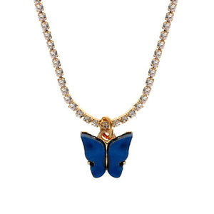 Rhinestone Butterfly Pendant Necklace